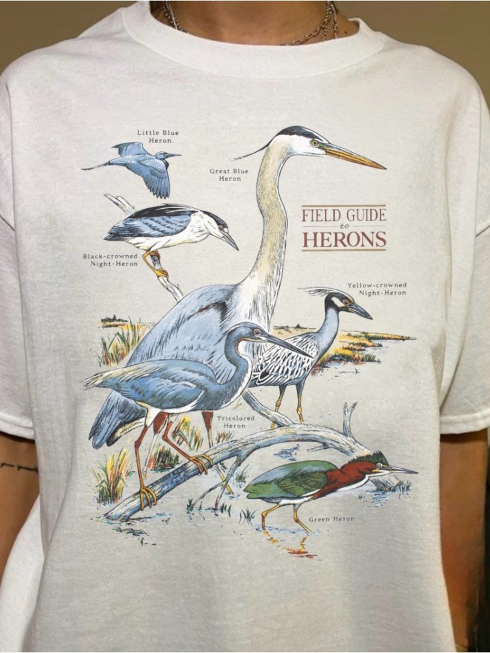 Field Guide to Herons Graphic Tee - White